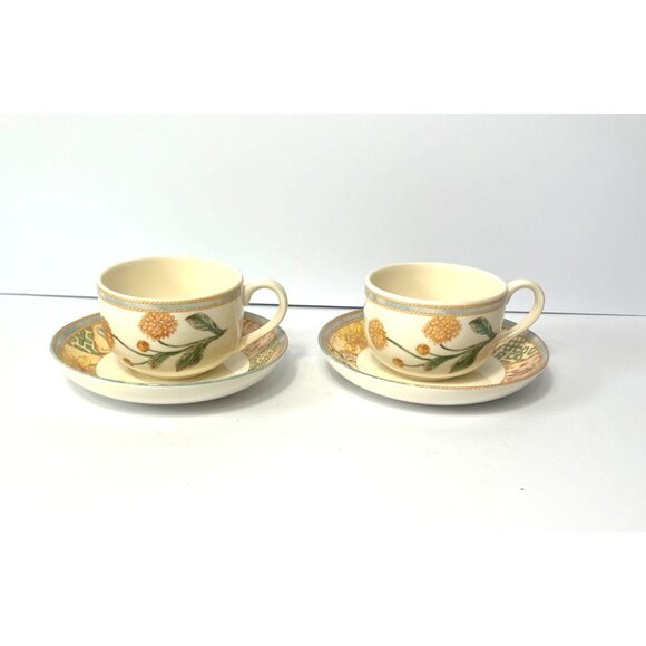 Vintage Wedgwood Home Garden Maze Set Of 2 Cups & Saucers Floral Design - Picture 2 of 9